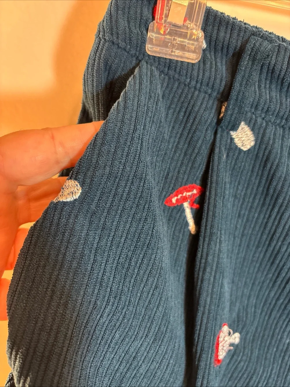 Cider Navy Corduroy Shorts with Red & White Mushroom Embroidery - Picture 5 of 11